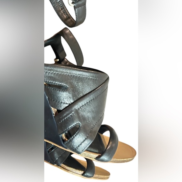 Rag & Bone Black Leather Wedge Platform Sandals Ankle Strap Size 37 - Picture 12 of 12